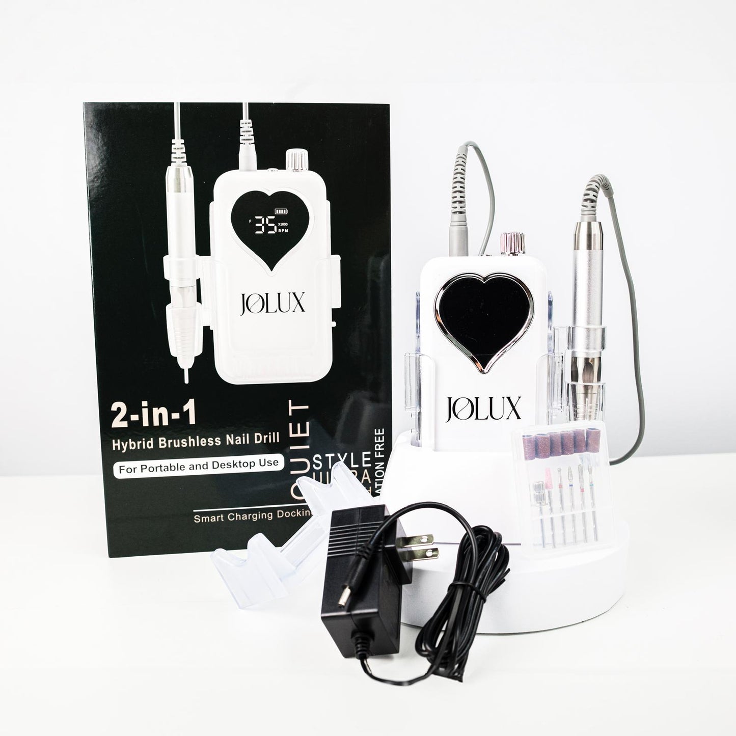 JOLUX 35K Brushless Nail Drill – 2-in-1 Hybrid System